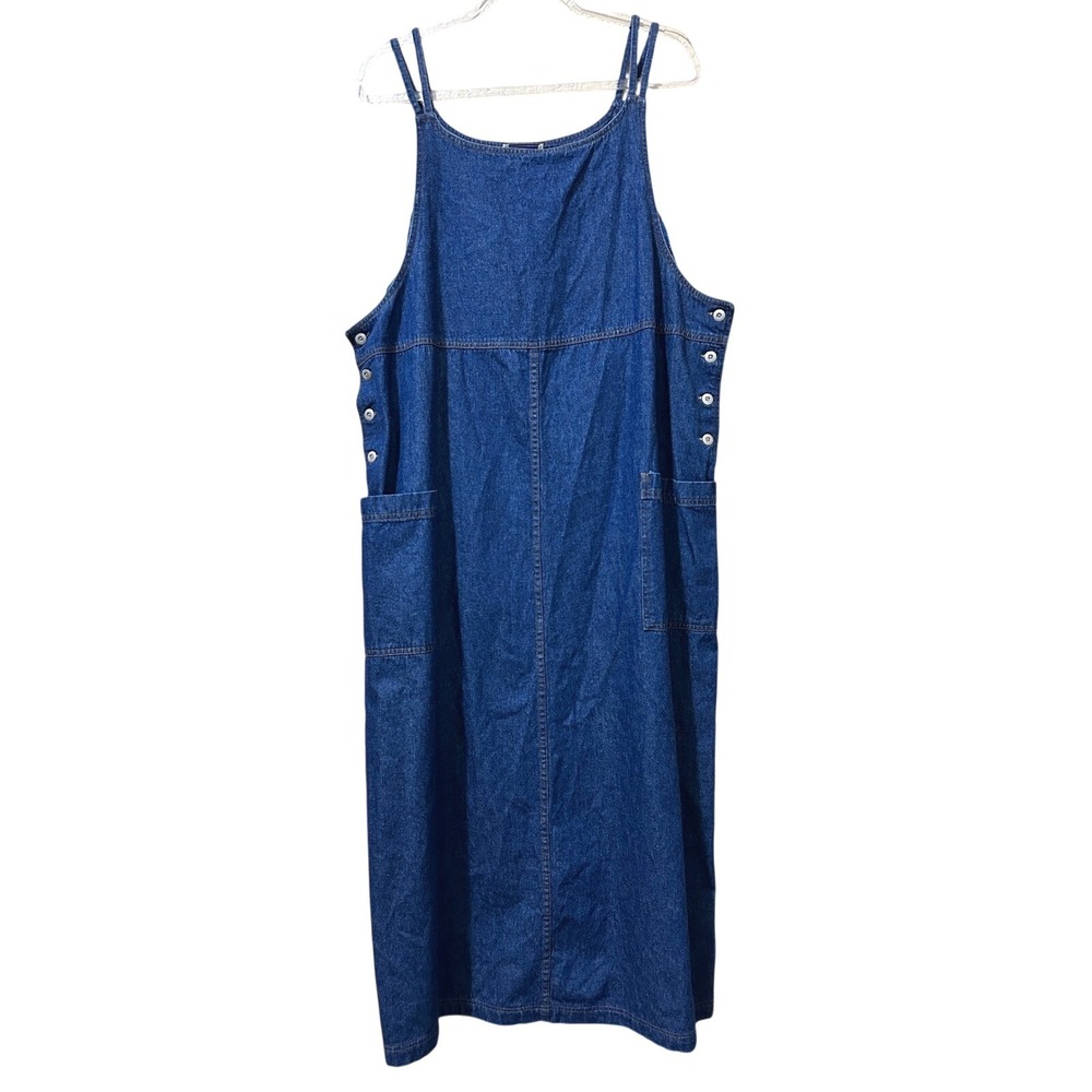 Vtg Size XL 90s Y2K Denim Dress Cottage Garden Workwear Pinafore Jumper Overall